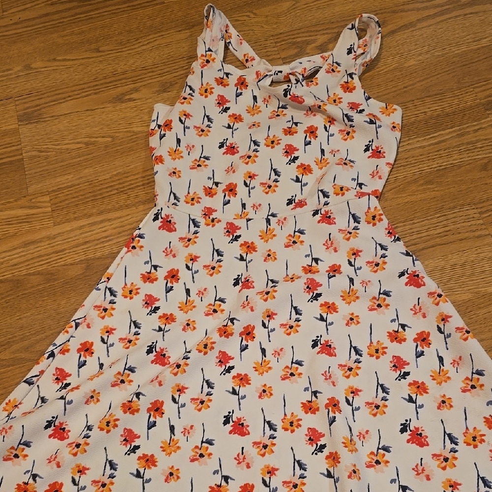 Maurices Floral Midi Dress - Cream, Red, Orange, Blue